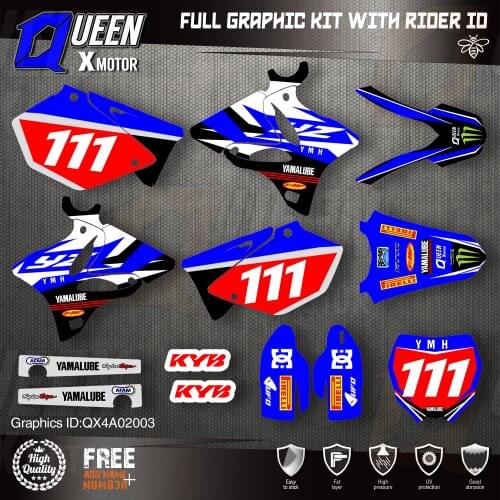 QUEEN X MOTOR Custom Team Graphics Backgrounds Decals 3M Stickers Kit For YAMAHA 2002-2014 YZ125 YZ250 003