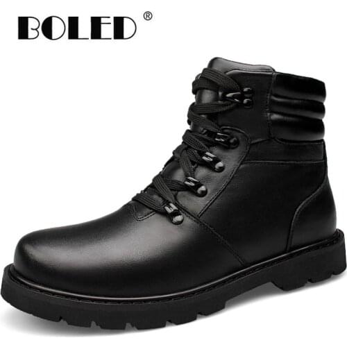 Plus Size Natural Leather Men Boots Winter Super Warm Men Shoes Snow Boots Handmade Waterproof Winter Ankle Boots Shoes