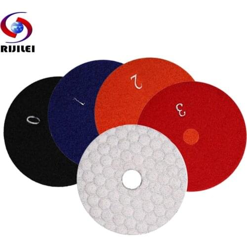 RIJILEI 4 Pcs/Lot 4 Steps 80/100mm Dry Polishing Pad 3/4 Inch Marble Polishing Pads WHITE Diamond Polishing Pads for Stone HF03