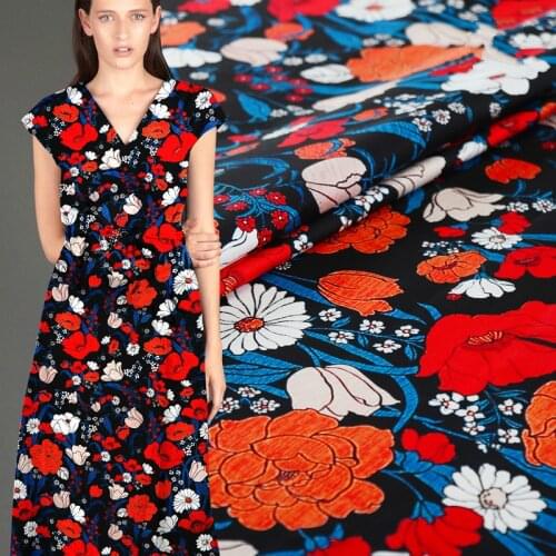 Garden stretch small heavy natural silk 25mm 2018 new inkjet silk fabric skirt shirt cheongsam spring and summer cloth