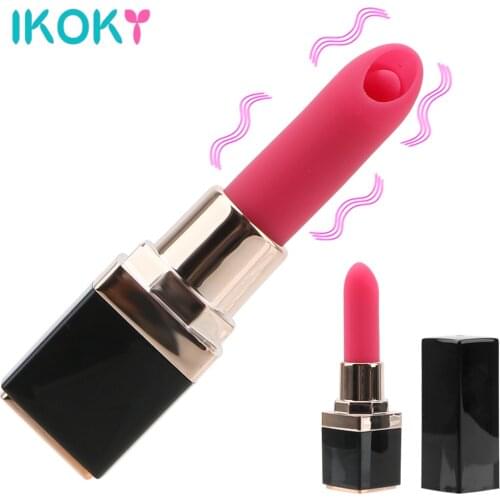 IKOKY Mini Lipstick Vibrator Sex Toys for Women Tongue Licking Bullet Masturbation G-spot Massage Clitoris Stimulator 10 Speed