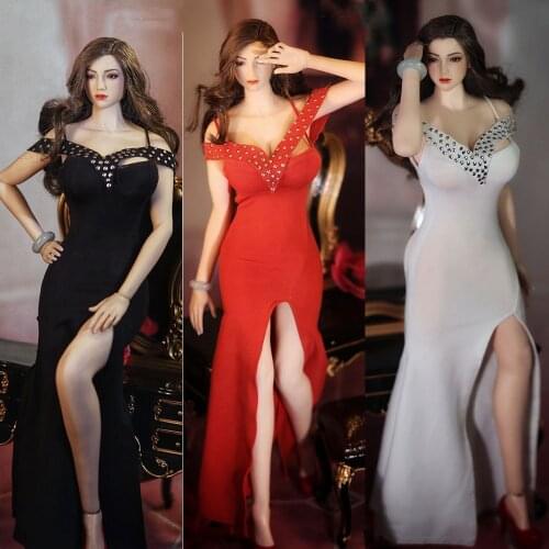 1/6 Scale Sexy Sling Evening Dress Long Skirts Clothing Model for 12in Action Figure Female Soldier Toy