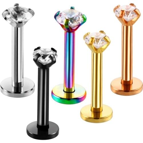 2pc Stainless Steel 18G Earring Lip Ring Helix Piercing Cartilage Stud Body Jewelry