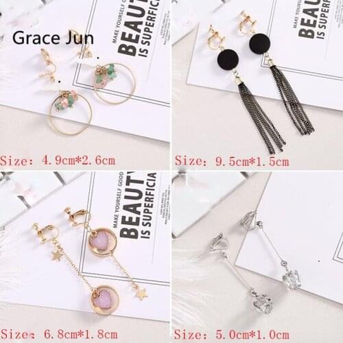 16 Color Available Heart Bowknot Long Tassel Clip on Earrings Without Piercing for Women Charm Jewelry Cuff Earrings Not Allergy