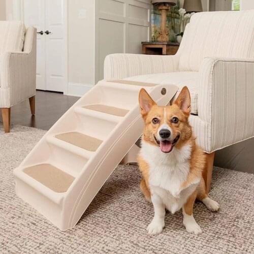 Pet ladder four foldable plastic dog ladder anti-skid small stairs for bed pet general steps Pet non-slip ladder dog ladder