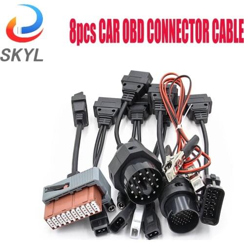 SKLY 8pcs Car Cable For Scania Truck OBD OBD2 Connector Extension Cables Auto diagnostic Scanner OBD Connector Tools For Scanner