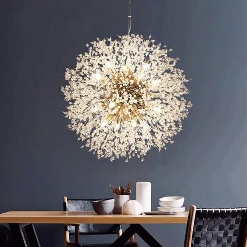 Modern Crystal Dandelion LED Chandeliers be Used for Living Room Dining Room Bedroom Kitchen Study Room Nordic Ceiling Lamp
