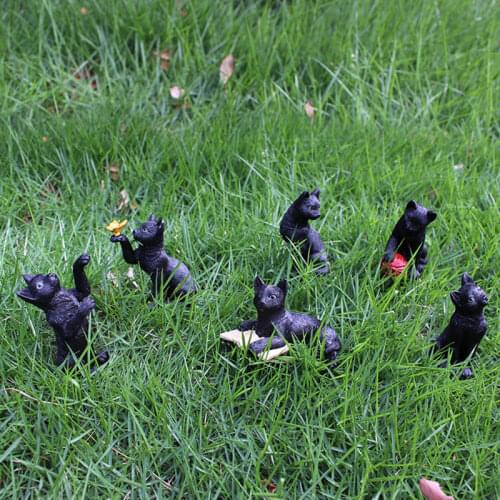 Luminous Black Cat Suit Ornaments Resin Simulation Animal Garden Micro Ornaments Landscape Decorations gato de la suerte