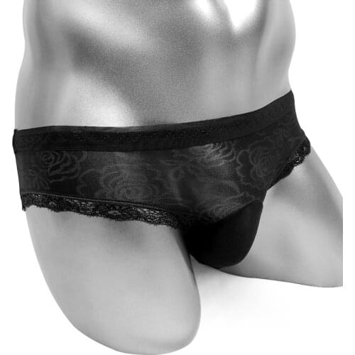 Mens Sissy Lace Panties with Penis Bulge Pouch Sexy Briefs Underwear Lingerie Sissy Pouch Panties Super Low rise Brief Bowknot