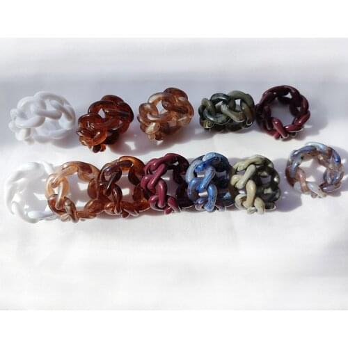 UJBOX Exclusive Amazing Acrylic Resin Men Women Chain Buckle Ring Handmade Foldable Deformed Index Finger Pinky Ring Jewelry