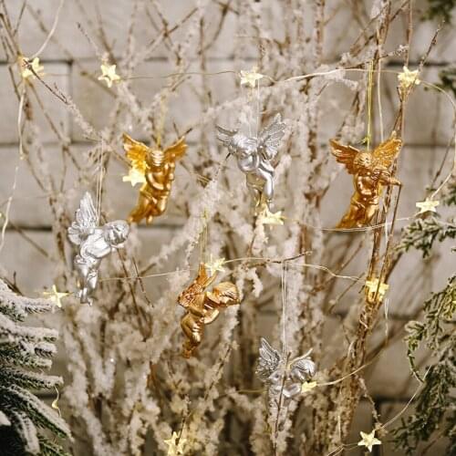 6pcs Gold&Silver Angel Girl Christmas Ornaments Christmas Party Decoration Christmas Tree Decor Pendant 2022 New Year Gifts