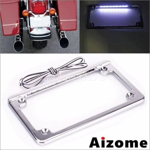 Universal 7-3/16" x 4-1/4" License Plates LED Flat License Plate Frame For Harley Touring Road King Street Electra Glide Chopper