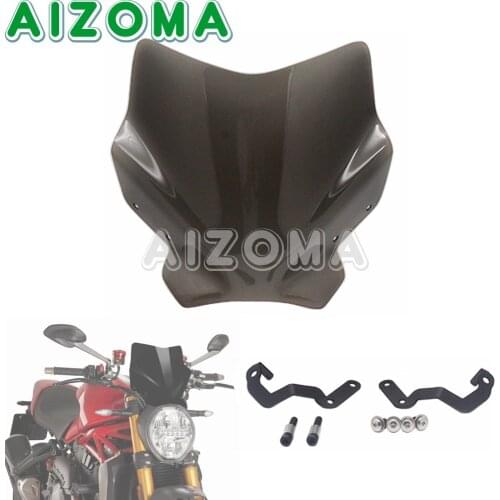 Motorcycle Windshield Windscreen W/ Bracket For Ducati Monster 1200 R 1200/S 821 2014-2020 Smoke Motorbike Wind Air Deflector