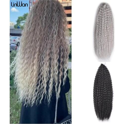 20inch Afro Kinky Twist Crochet Braids Hair Synthetic Braiding Hair Extensions Marly Hair Ombre Black Blond Brown LinWan