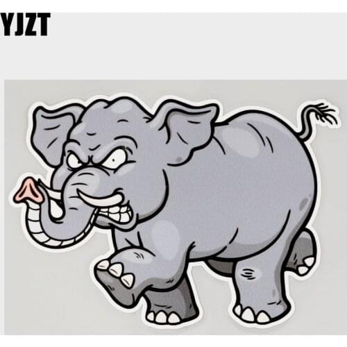 YJZT 15.5CM×10.7CM Angry Running Elephant Cool PVC Car Sticker Decal 11C-0175