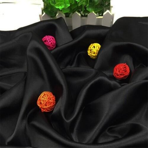 Factory Price Cheap Smooth Shiny Black Satin Cloth for Wedding Dress Decoration