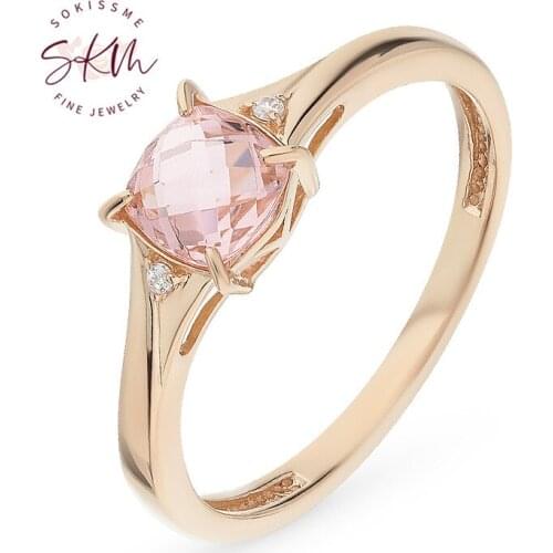 SKM morganite rings for women 14k 18k rose gold diamond rings Engagement rings designer Anniversary Luxury Fine Jewelry