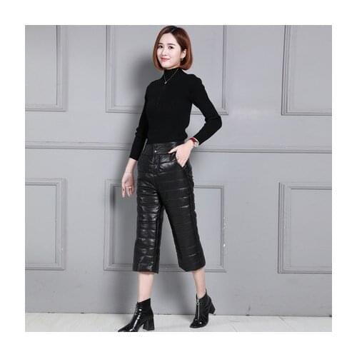 Women 2022 High Waist Slim Sheepskin Print Pants KP266