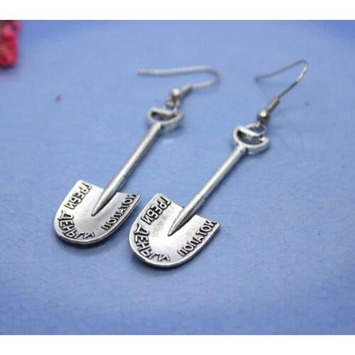 1 Pair Antiqued Color Zinc Alloy Mini Shovel Spade Shaped Earrings Handmade Cute Style Women Ear Jewelry Charms Crafts