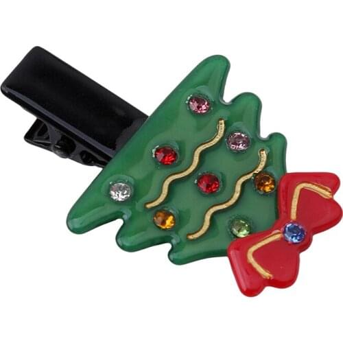 1pc Cute Christmas Headwear For Girls Christmas Tree/Snowman/Hat/Dog Shape Mini Hairpin Creative Christmas Decorations