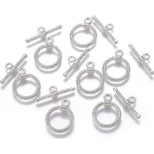 10 Sets Alloy Rings Toggle Clasps for jewelry making Accessories ,Ring: 22x17.5x2mm, Hole: 2mm; Bar: 25.5x8x3mm, Hole: 2mm