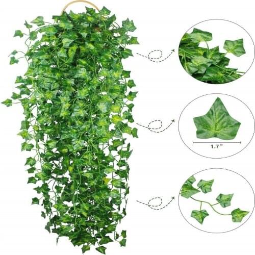 120Pcs 84Ft Artificial Plants Fake Ivy Leaves Greenery Vines for Wedding Party Kitchen Garden Wall Decoration Hanging Plant