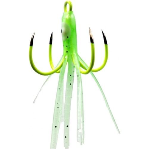 2Pcs/Set Silicone Luminous 4 Hooks Sharp Octopus Shape Artificial Fishing Lures Outdoor Fishing Accessories for Fishing Lover