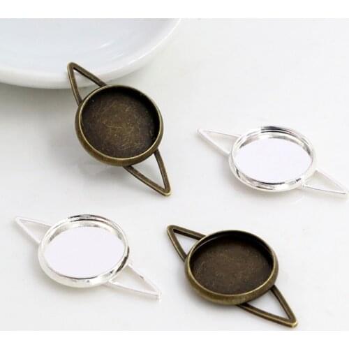20pcs 12mm Inner Size Bronze Silver Color Plated Simple Style Brass MaterialCabochon Base Cameo Setting Charms Pendant Tray