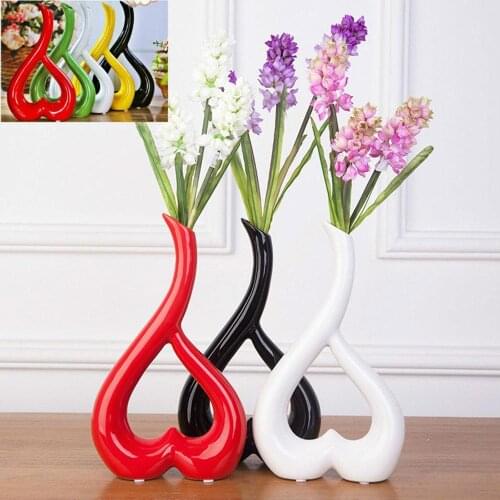 3D Ceramic Heart-Shaped Vase Flower Vases for Home Desktop Decor Floral Vases Beautiful Party Wedding Valentines Day Ornament