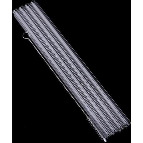 4Pcs Straight Bent Glass Tube Reusable Drinking Straw Sucker With Cleaning Brush Events Party Favors Supplies Accessories