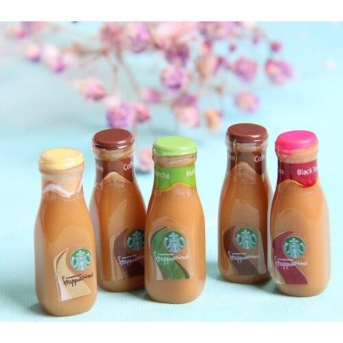 5PCS Dollhouse Miniature Resin Mini Coffee Bottle Drinks Pretend Play Kitchen food for blyth Barbies 1/6 Doll Miniature Toys
