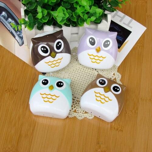 8 set/lot cartoon owl bird contact lens case / companion eyeglasses plastic pencil box / contact lens care box /storage box