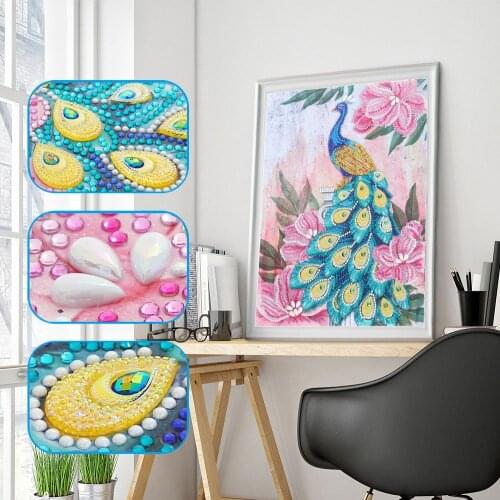 5D DIY Special Diamond Embroidery Peacock Cross Stitch DIY Diamond Painting Partial Diamond Scenery Rhinestones Home Decor Gift