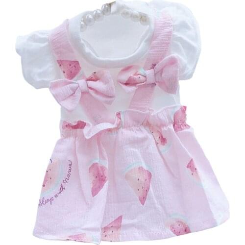 Watermelon Skirt Dog Clothes Dress Dogs Clothing Pet Outfits Cute Spring Summer Soft Yorkies Print White Girl Ropa Para Perro
