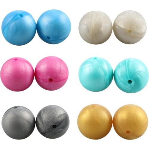 Free Shipping 15mm 10pc Silicone Beads Food Grade Silicone Baby Teething Products Chews Pacifier Chain Clips Beads Baby toys