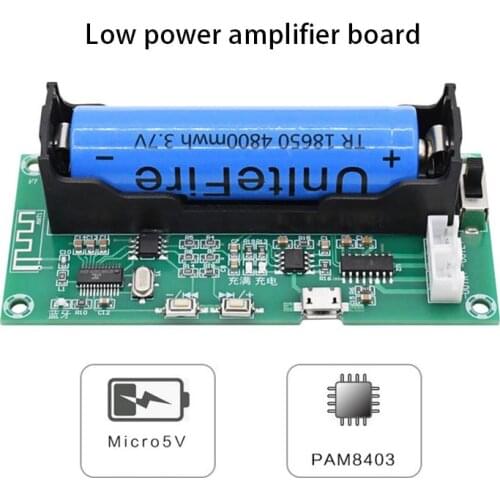 Bluetooth-compatible 5.0 Amplifier Board Lithium Battery Holder Dual Channel 2*3W&5W Stereo