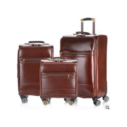 18 Inch 20 Inch Men Spinner suitcase Luggage 24 trolley Suitcase PU Travel Rolling baggage bag On Wheels Travel Wheeled Suitcase