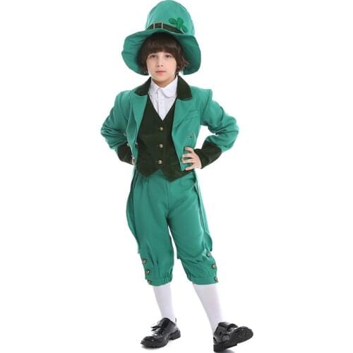 Child Irish Carnival Party St. Patricks Day Costume Halloween Goblin Green Outfit Fantasy Fancy Dress