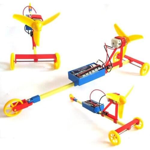 Plastic Model Kit Assembly Learning Educational Kids DIY Toys for Children School Propeller Wind Power Racing Car Experiment Kit