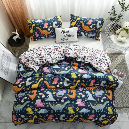 Home Textiles Kids AB Side Bedding Set Double size Dinosaur Duvet Set Twin size Dinosaur Bedding bed linen with pillowcase