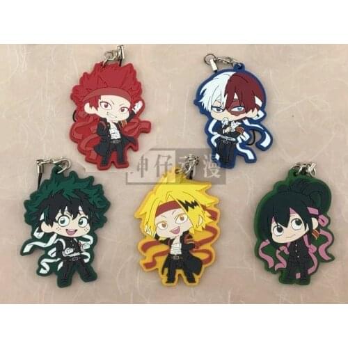 My Hero Academia Japanese anime figure bakugo katsuki OCHACO URARAKA Todoroki Shoto Rubber mobile phone charms/keychain/strap