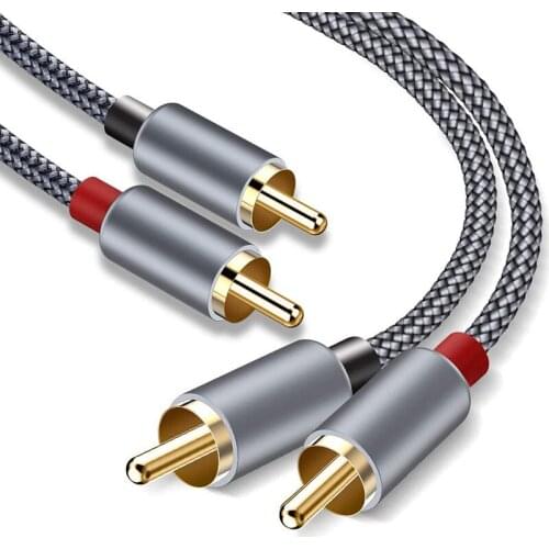 RCA Cable,2RCA Male to 2RCA Male Stereo Audio Cables(2-Pack,Hi-Fi Sound,Shielded)Braided RCA Stereo Cable for Home