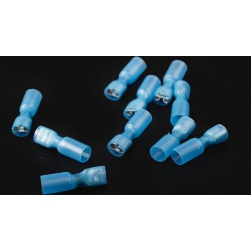 Blue 10PCS/Set Female Heat Shrink Terminals Set Electrical Wire Cable Insulated Spade Crimp Connectors Kit 16-14 AWG