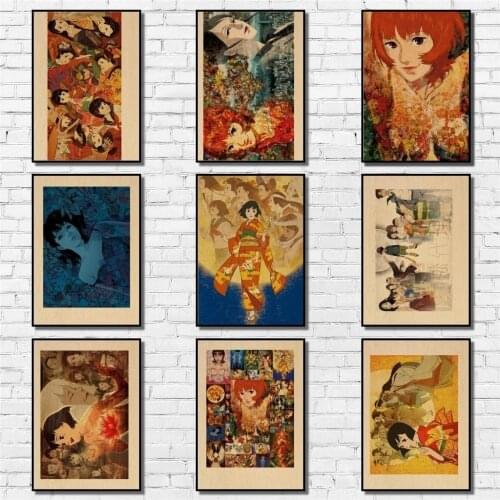 Kon Satoshi Cartoon Movie Poster Kraftpaper Anime Poster Art Painting Abstract Fancy Wall Sticker for Coffee House Bar