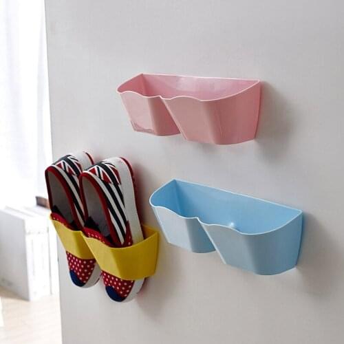 Hot Desihn Paste Wall Hanging Shoe Shelf Creative DIY Shoe Storage Rack Shoe Hanger Candy Colors Paste Hanging