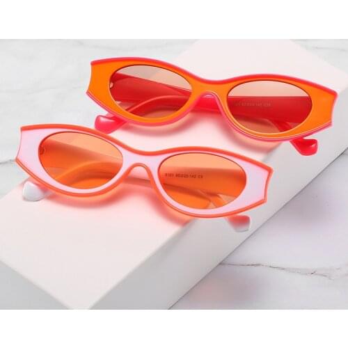 Fashion Small Oval Candy Color Sunglasss For Women Vintage Orange Green Cat Eye Sun Glasses Men Chic Hip Hop Gradient Shades