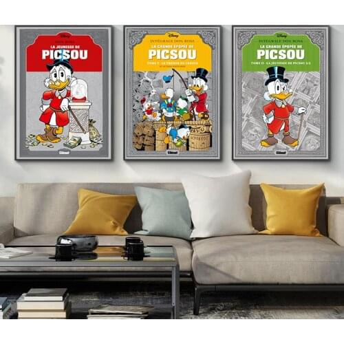 Disney Cartoon Poster and Print Anime Picsou Comics Donald Duck Canvas Painting Wall Art Modern Picture for Kids Room Home Decor