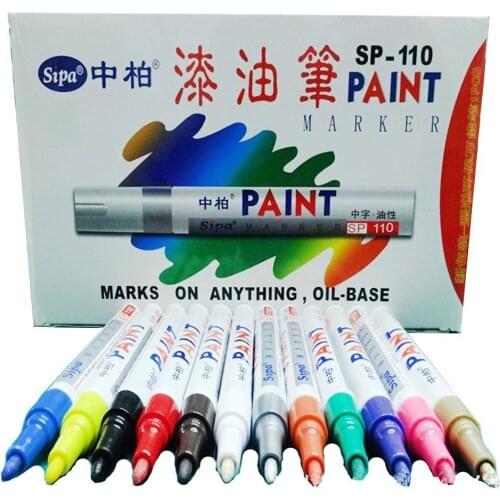 12 Color Set Permenant Waterproof Paint Marker Pens Car Tire Rubber Decoration, Craft Card DIY Drawing Art Pen NEW, 12-Pack