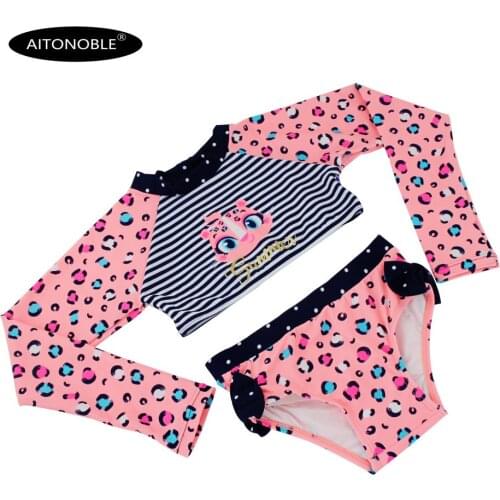2019 New Girls Swimwear Rash Guard Rashaguard Set UV UPF 50+ Golden Foil Heart Beachwear For Girls