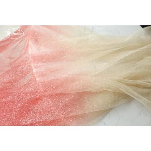 New Gradient Dusting Silver Powder Transparent Mesh Fabric Fabric Wedding Dress Hanfu Skirt Fabric RS3653